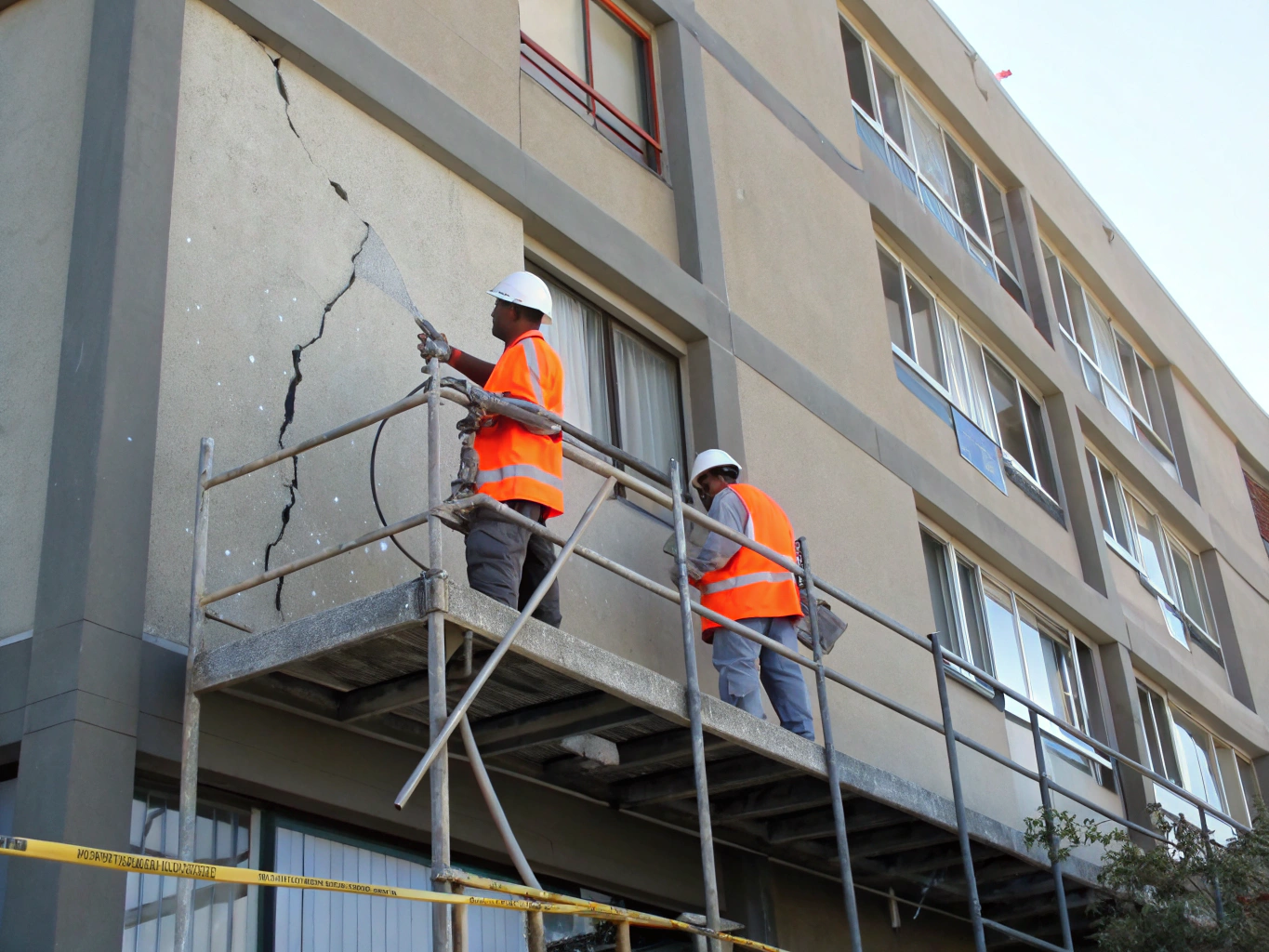 Building facade steel and sheeting maintenance work