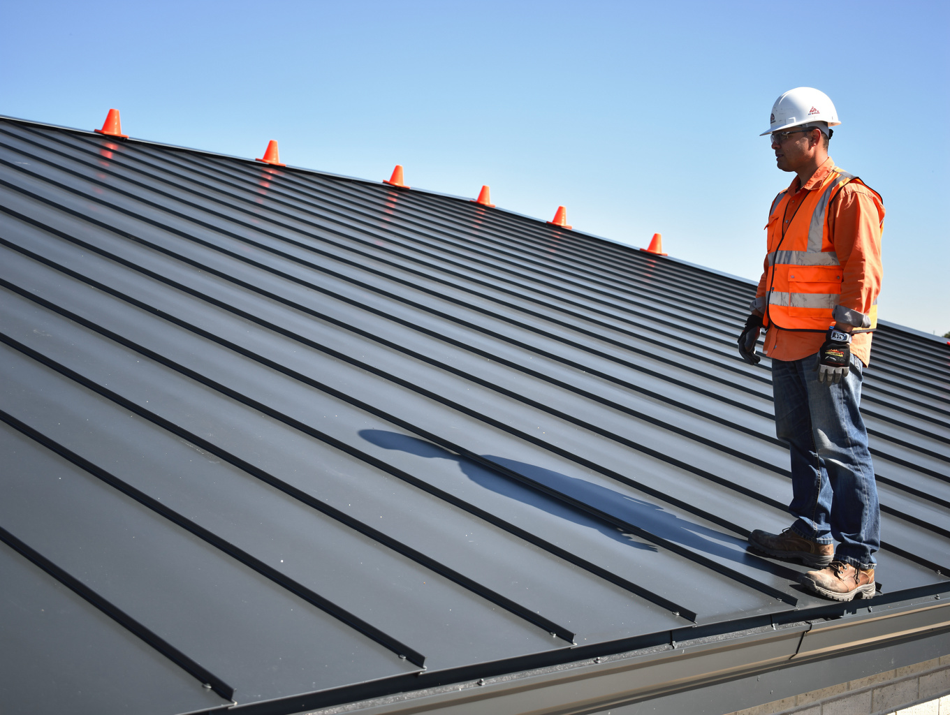 Industrial Clip-Lock metal roof sheeting installation