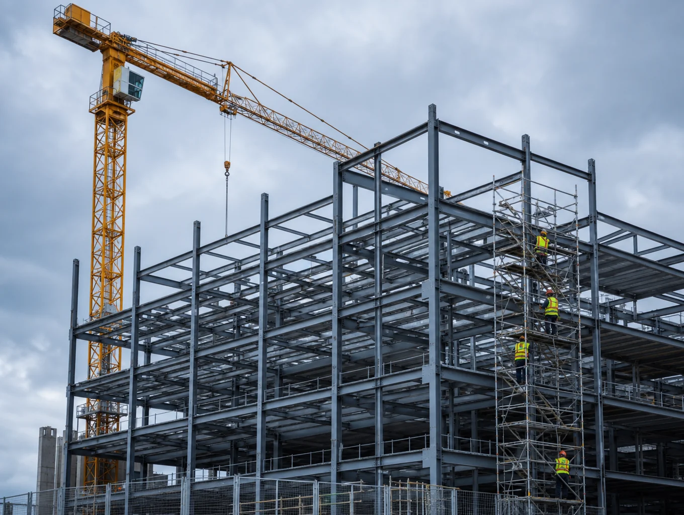 Commercial facility canopy steelwork erection